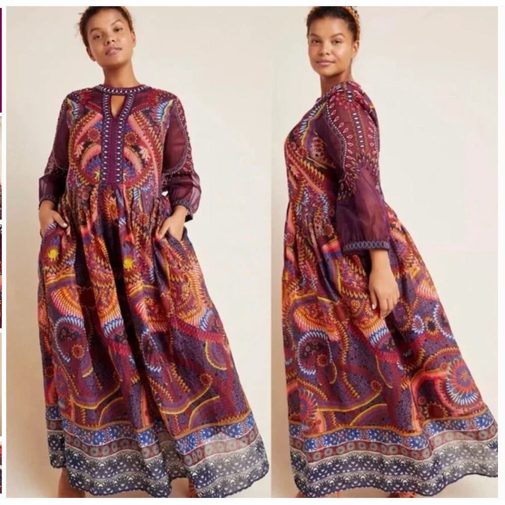 Anthropologie Maren Embroidered Maxi Dress Size 16W NWT - Picture 3 of 16